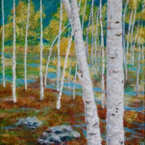 Mountain Birches in the Fall in New England , 30x40, Acrylic $1000