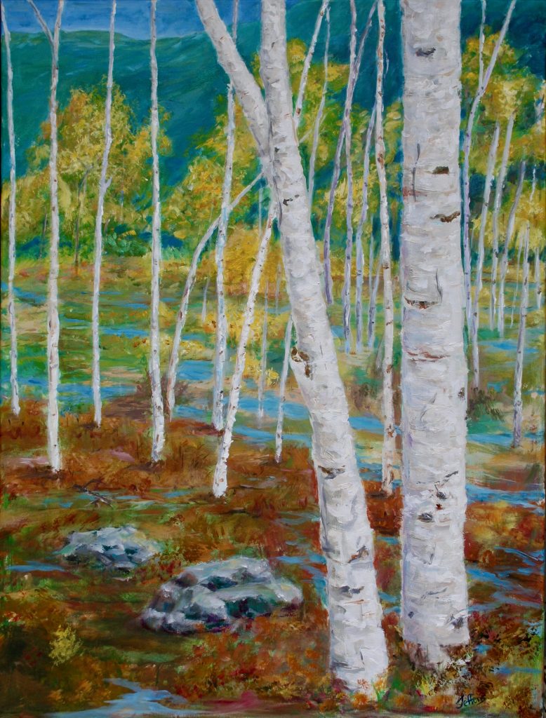 Birches , 30x40, Acrylic $650