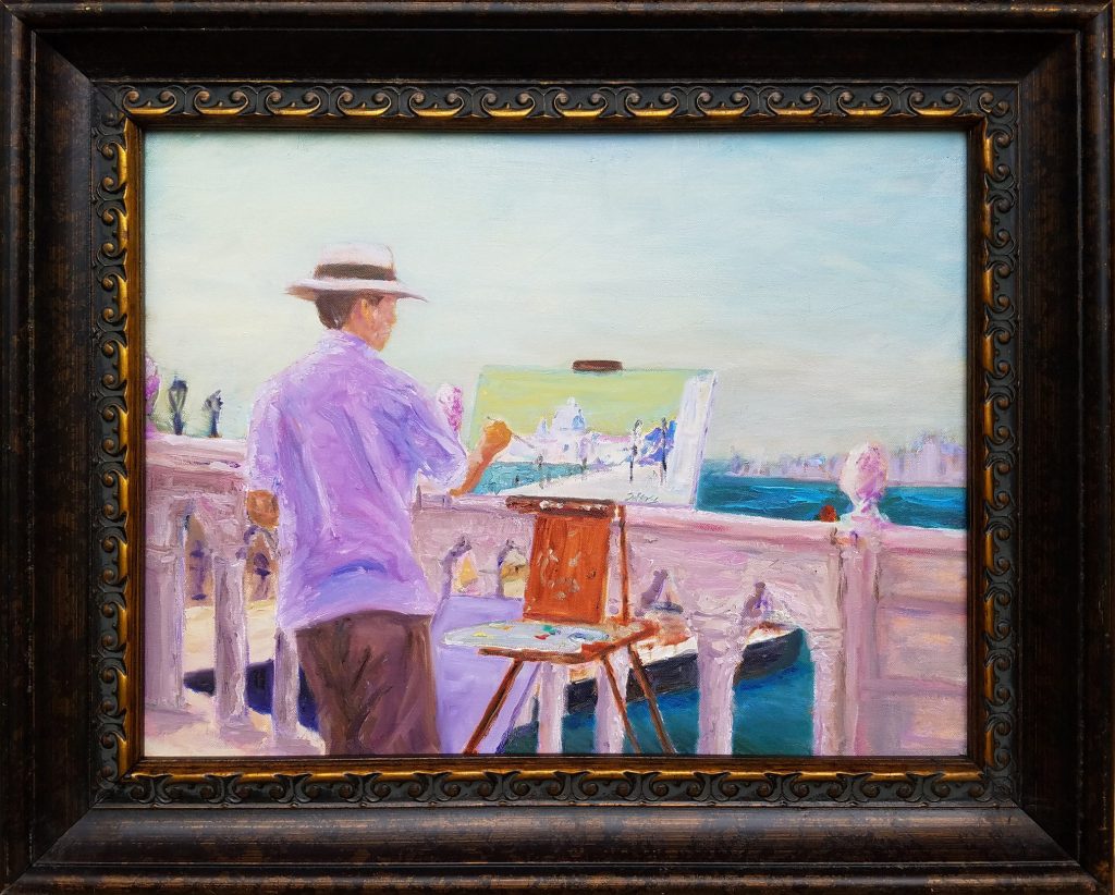 Painter Painting in Venice, $550, Oil, 16x20