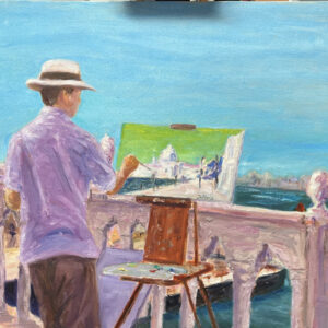 Painter Painting in Venice, $550, Oil, 16x20 I signed on the painter's painting.