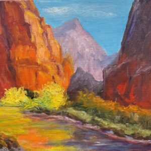 River Walk @Zion National Park. 12x16. Oil. $395 #zionnationalpark