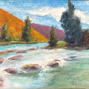 Teton River Glare, 8x10, Oil $125