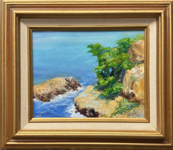 Wind Swept, California Coast, 8x11, with frame 11x14, Original Oil, $150