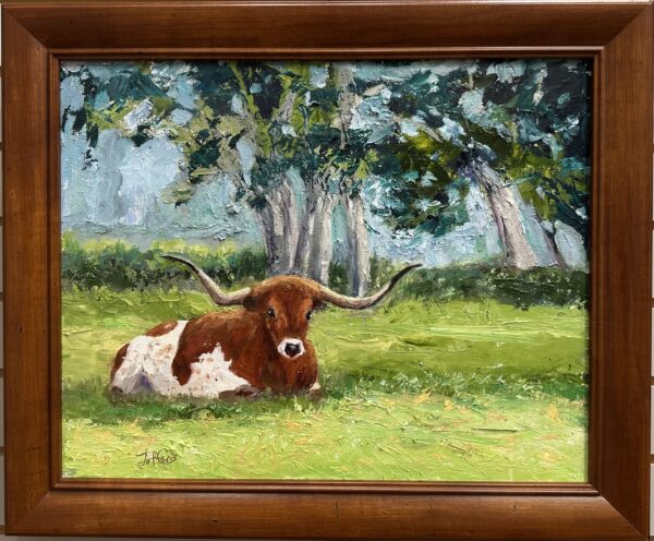 Hook'em, 16x20, Oil $395 in brown frame